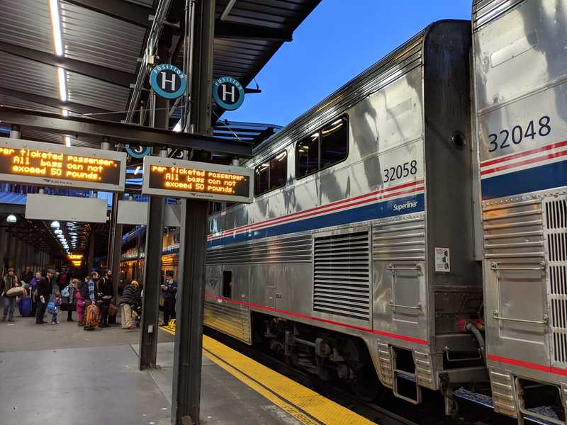 Boarding the train in Seattle